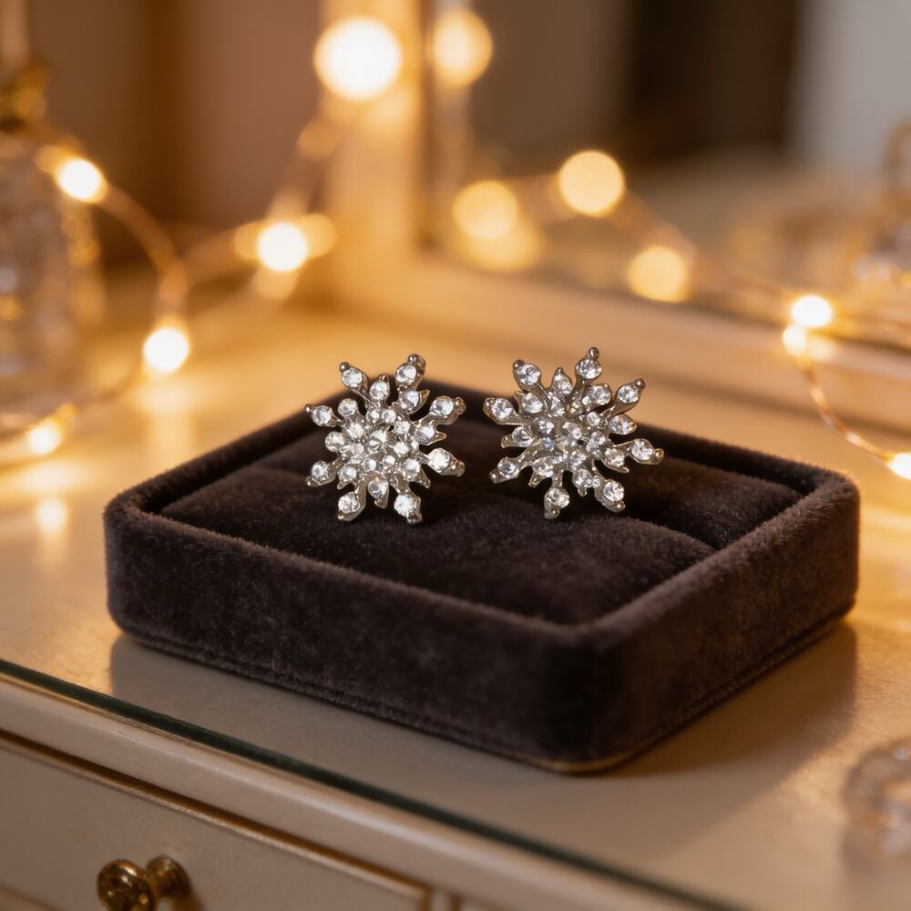 Snowflake Rhinestone Stud Earrings